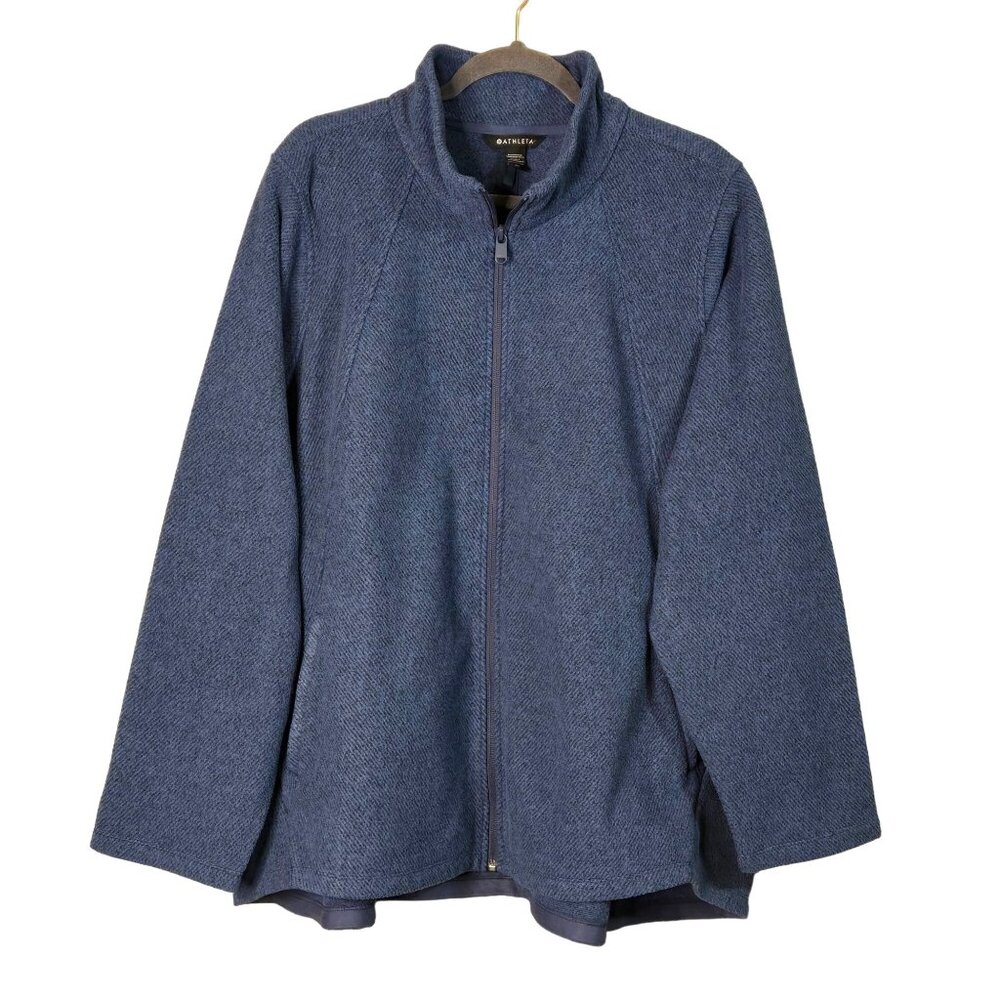 Athleta Women's 3X Stroll‎ Fleece Full-Zip Jacket Chrome Blue Athletic soft Fall